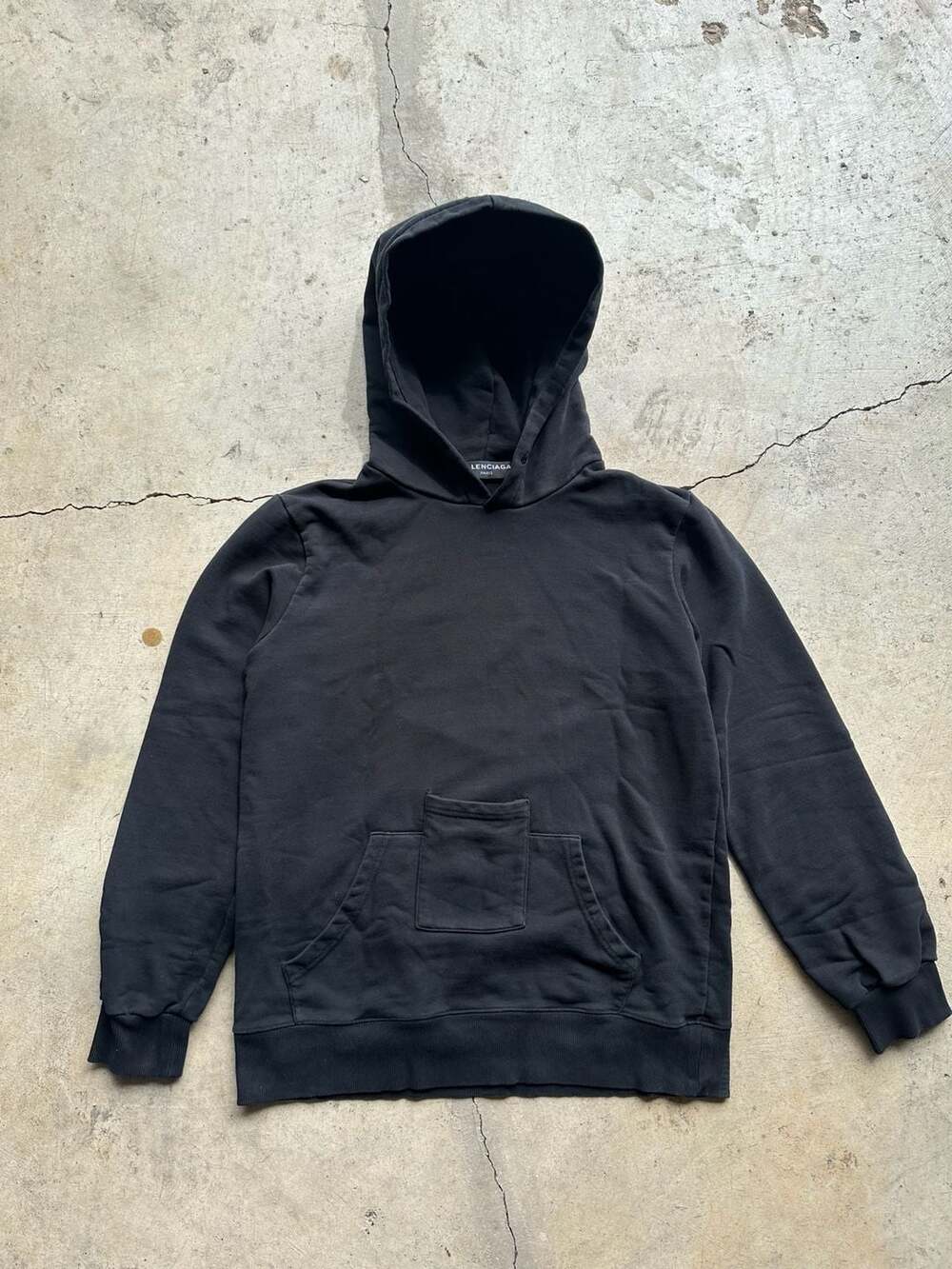 Balenciaga 2013 Back Logo Pullover Hoodie in Faded Black